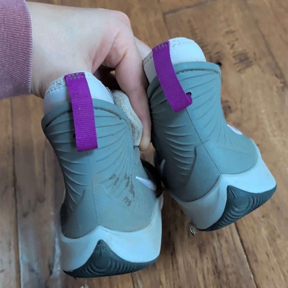Nike Binzie Kids Rubber Rain Boots- Gray and Purple
